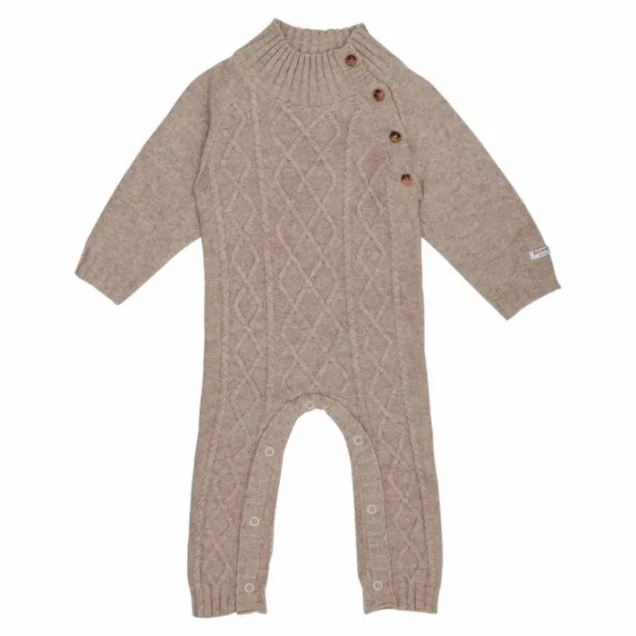 Donsje Amsterdam Bodysuits and Playsuits Baby Toon Merino Wool Jumpsuit Taupe Melange