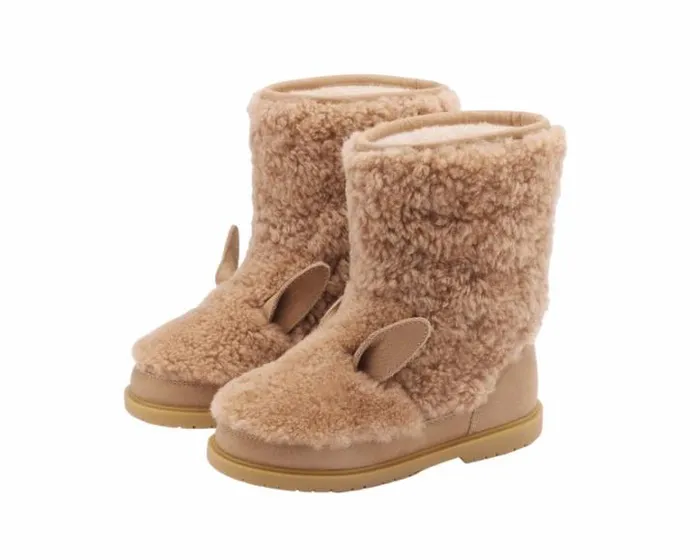 Donsje Amsterdam Boots Boys Irfi Boots Beige Curly Sheep Wool