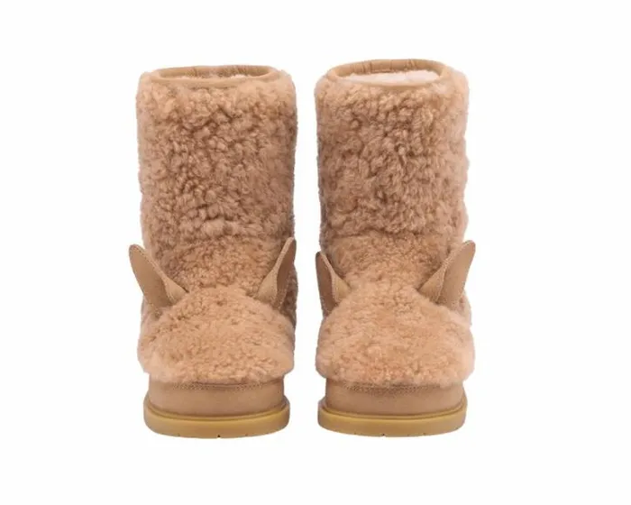 Donsje Amsterdam Boots Boys Irfi Boots Beige Curly Sheep Wool