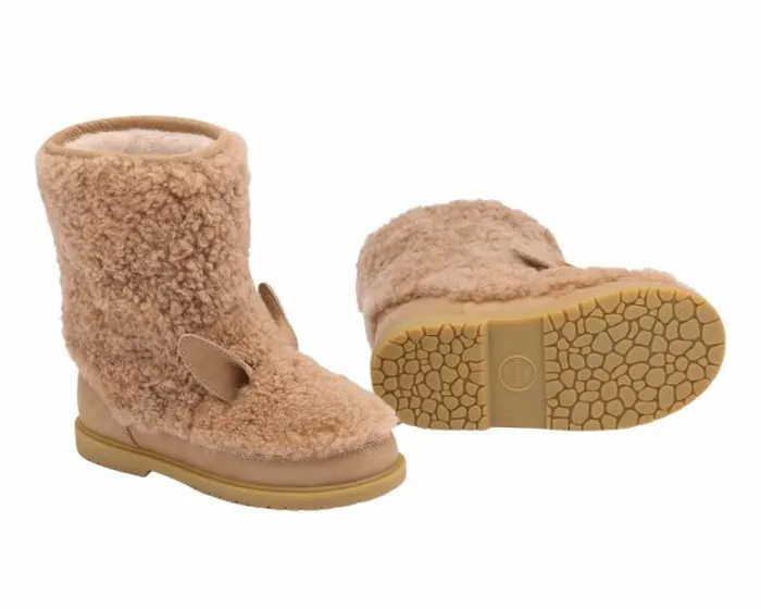 Donsje Amsterdam Boots Boys Irfi Boots Beige Curly Sheep Wool