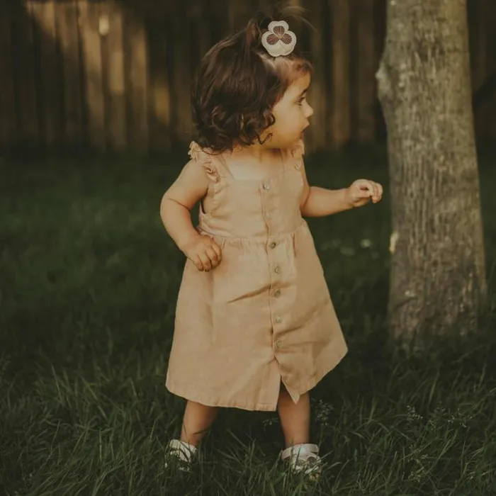 Donsje Amsterdam Dresses and Skirts Baby Floor Linen Dress Toast