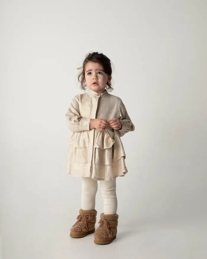 Donsje Amsterdam Dresses and Skirts Baby Jazzley Dress Soft Sand Metallic