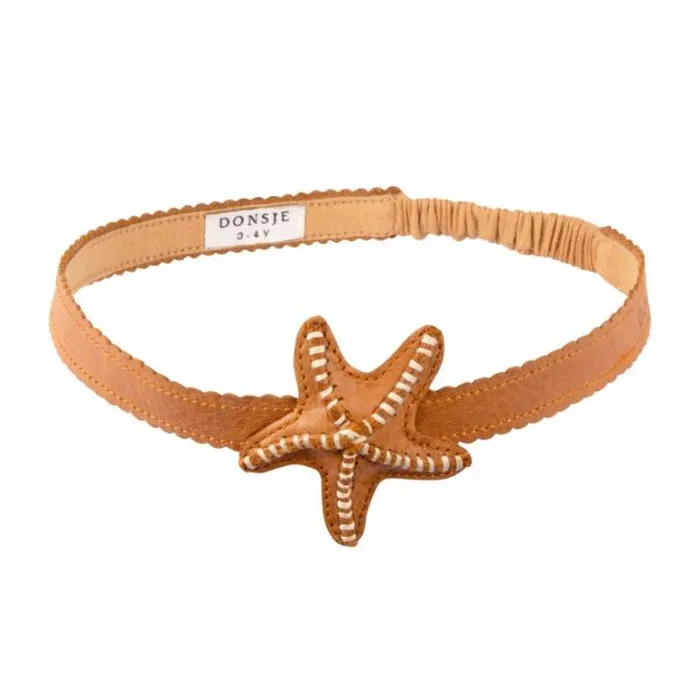 Donsje Amsterdam Hair Accessories Girls Gurt Headband Toast Grain Leather