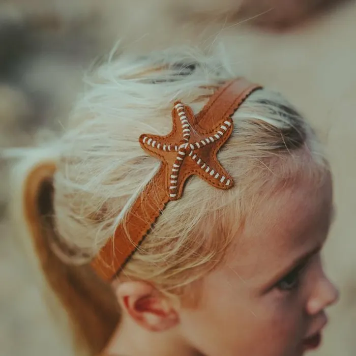 Donsje Amsterdam Hair Accessories Girls Gurt Headband Toast Grain Leather
