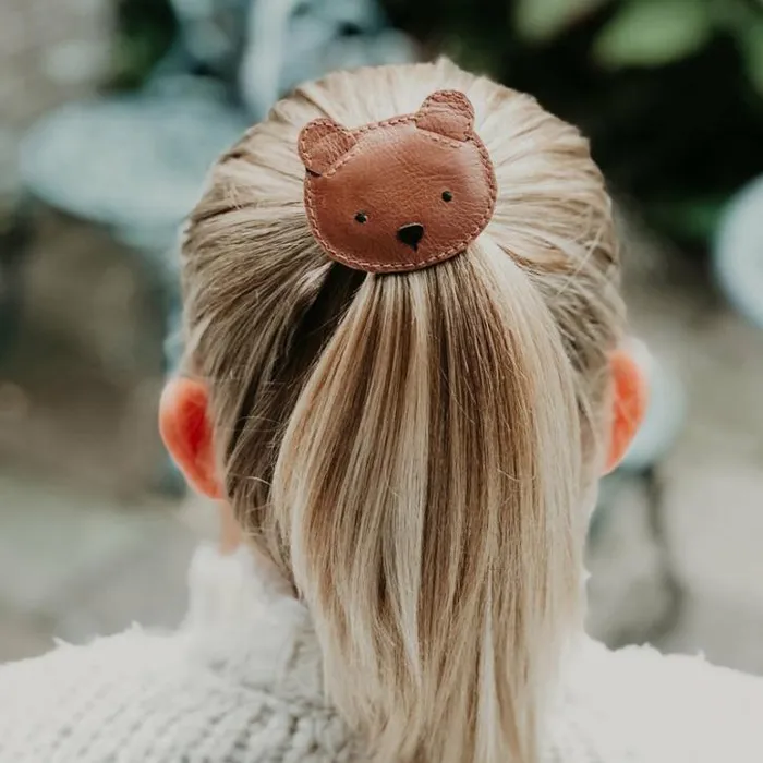Donsje Amsterdam Hair Accessories Girls Josy Classic Hair Tie Cognac Classic Leather