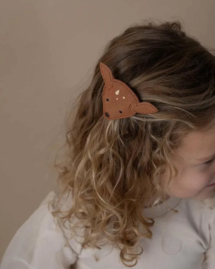 Donsje Amsterdam Hair Accessories Girls Josy Classic Hairclip Walnut Nubuck