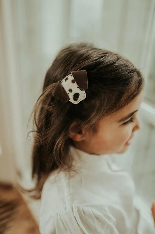 Donsje Amsterdam Hair Accessories Girls Josy Exclusive Hair Tie Black Spotted Cow Hair