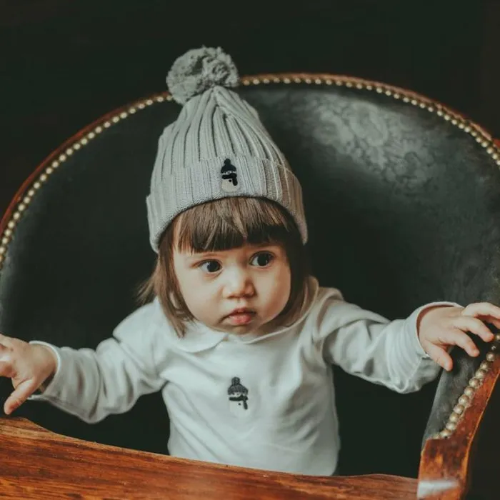 Donsje Amsterdam Hats and Mittens Boys Gissa Hat Soft Grey