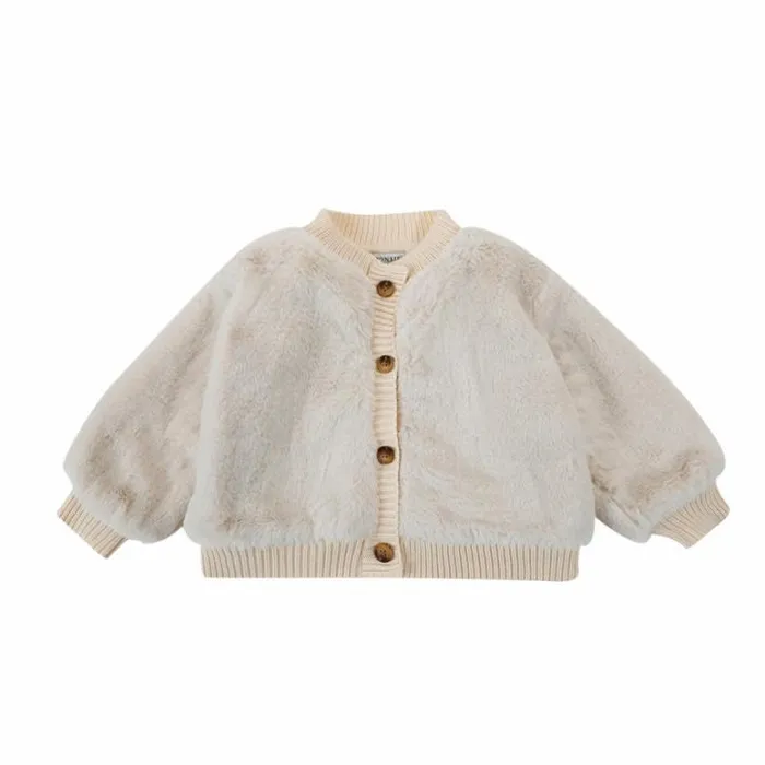 Donsje Amsterdam Jackets and Gilets Baby Manita Cardigan Off White Teddy
