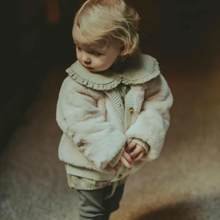 Donsje Amsterdam Jackets and Gilets Baby Manita Cardigan Off White Teddy