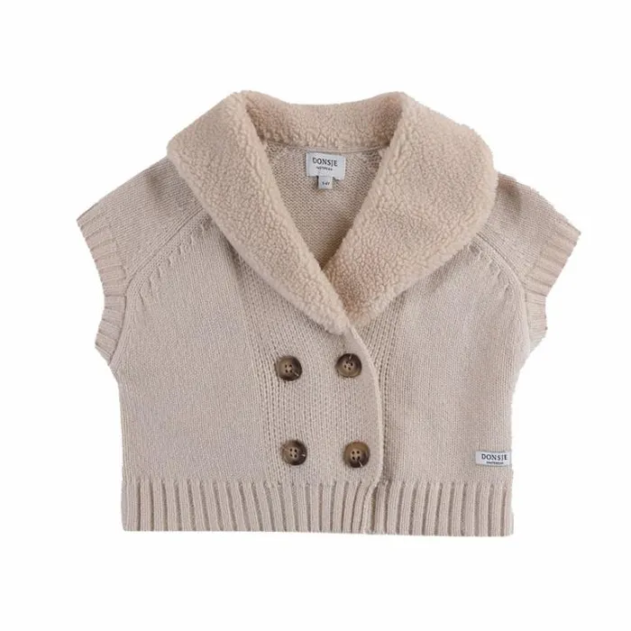 Donsje Amsterdam Jackets and Gilets Baby Nannie Merino Wool Waistcoat Soft Sand