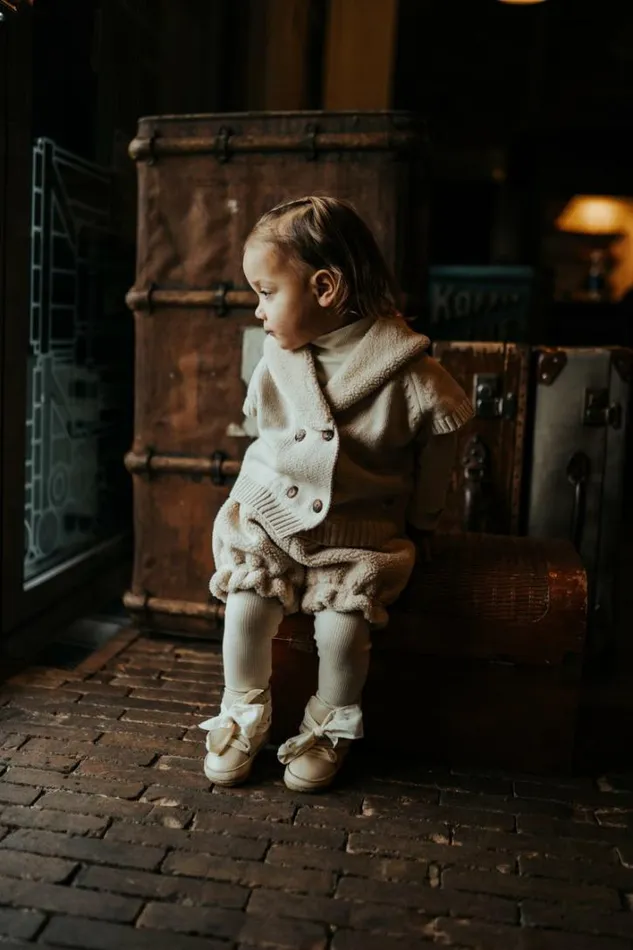 Donsje Amsterdam Jackets and Gilets Baby Nannie Merino Wool Waistcoat Soft Sand