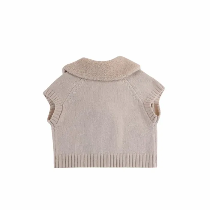 Donsje Amsterdam Jackets and Gilets Baby Nannie Merino Wool Waistcoat Soft Sand