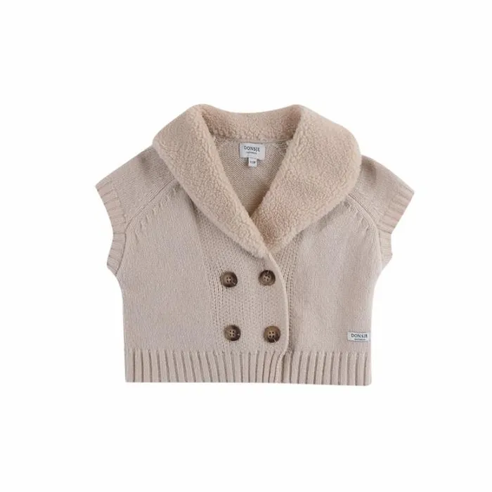 Donsje Amsterdam Jackets and Gilets Baby Nannie Merino Wool Waistcoat Soft Sand