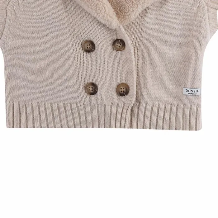 Donsje Amsterdam Jackets and Gilets Baby Nannie Merino Wool Waistcoat Soft Sand