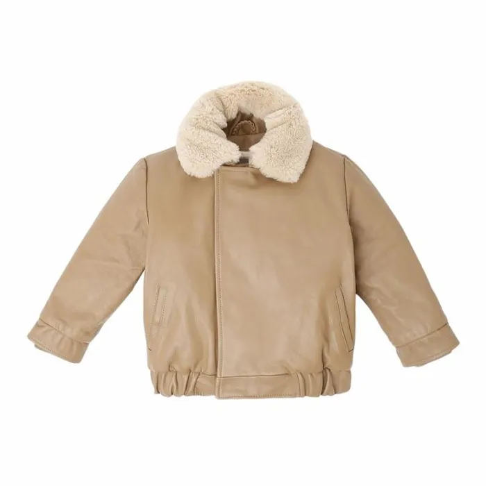 Donsje Amsterdam Jackets and Gilets Boys Yuki Leather Jacket Nutmeg Leather