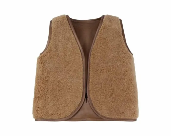 Donsje Amsterdam Jackets and Gilets Girls Noa Gilet Cognac Classic Leather