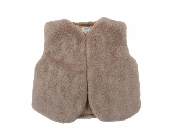 Donsje Amsterdam Jackets and Gilets Girls Pimmy Gilet Taupe Teddy