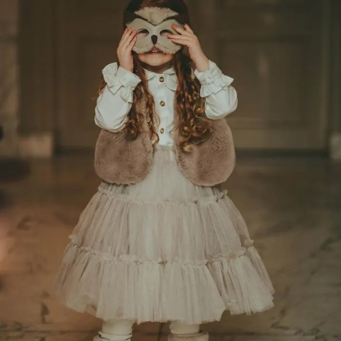 Donsje Amsterdam Jackets and Gilets Girls Pimmy Gilet Taupe Teddy