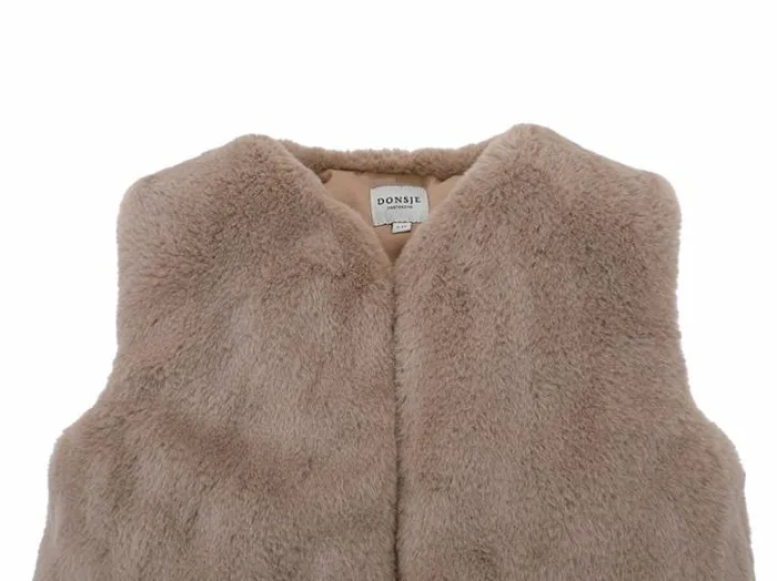 Donsje Amsterdam Jackets and Gilets Girls Pimmy Gilet Taupe Teddy