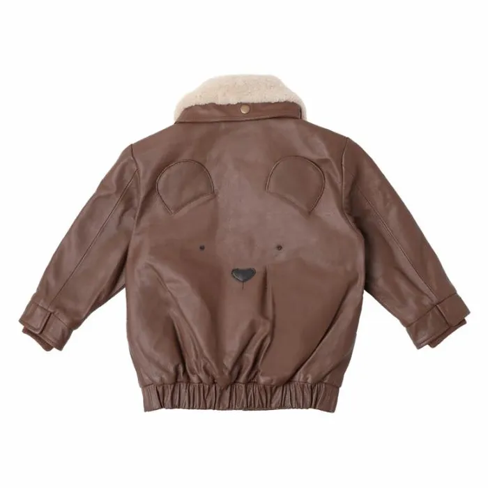 Donsje Amsterdam Jackets and Gilets Girls Yuki Leather Jacket Cognac Leather