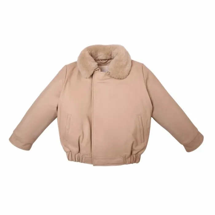 Donsje Amsterdam Jackets and Gilets Girls Yuki Leather Jacket Powder Cream Leather