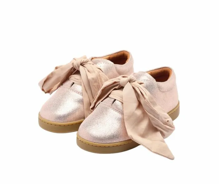Donsje Amsterdam Low Shoes Girls Qemilia Organza Sneakers Powder Metallic Leather