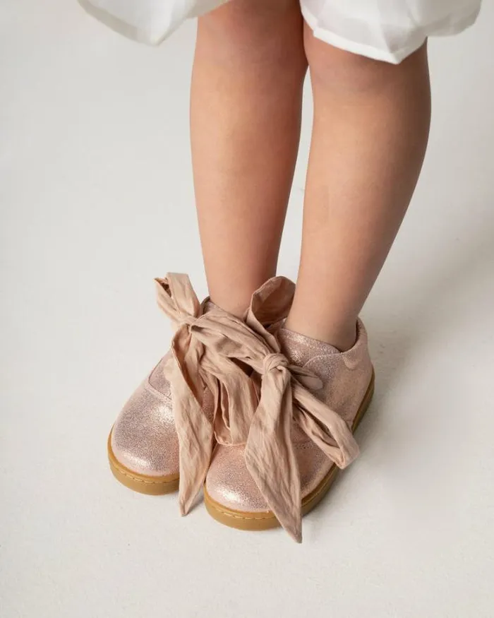 Donsje Amsterdam Low Shoes Girls Qemilia Organza Sneakers Powder Metallic Leather