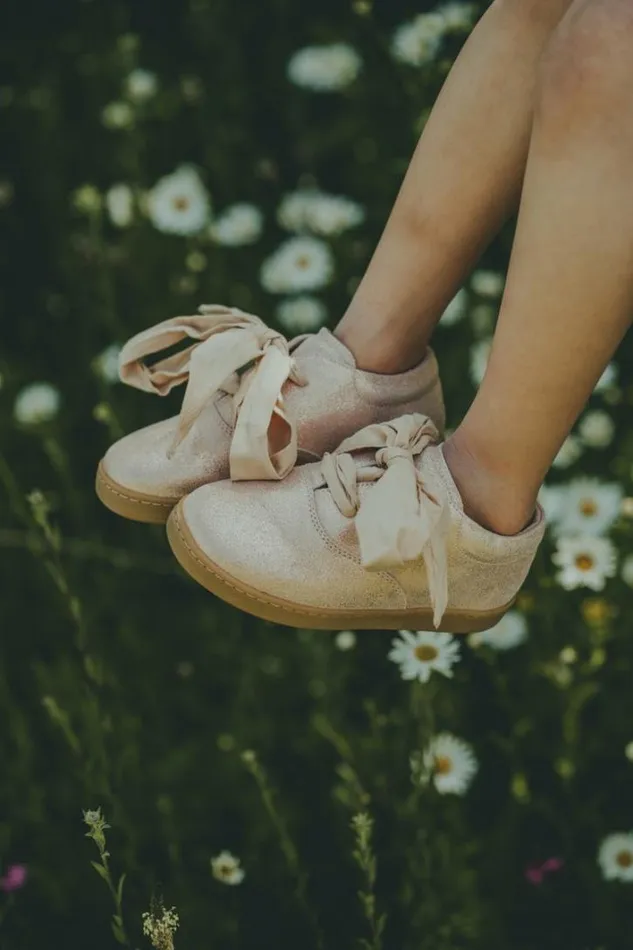 Donsje Amsterdam Low Shoes Girls Qemilia Organza Sneakers Powder Metallic Leather