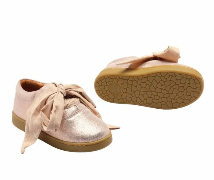 Donsje Amsterdam Low Shoes Girls Qemilia Organza Sneakers Powder Metallic Leather