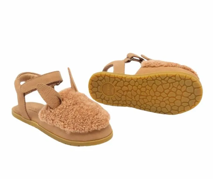Donsje Amsterdam Sandals Girls Els Sandals Beige Curly Sheep Wool