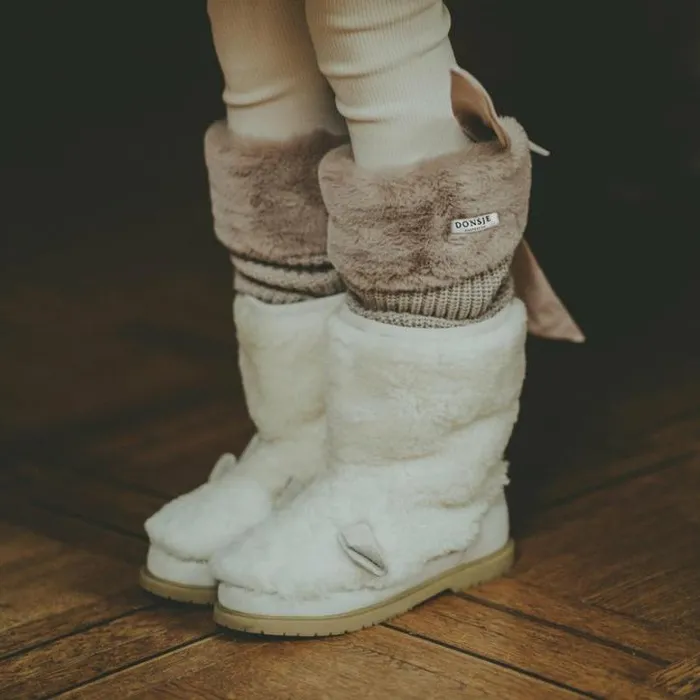Donsje Amsterdam Socks and Tights Girls Gina Leg Warmers Taupe Teddy