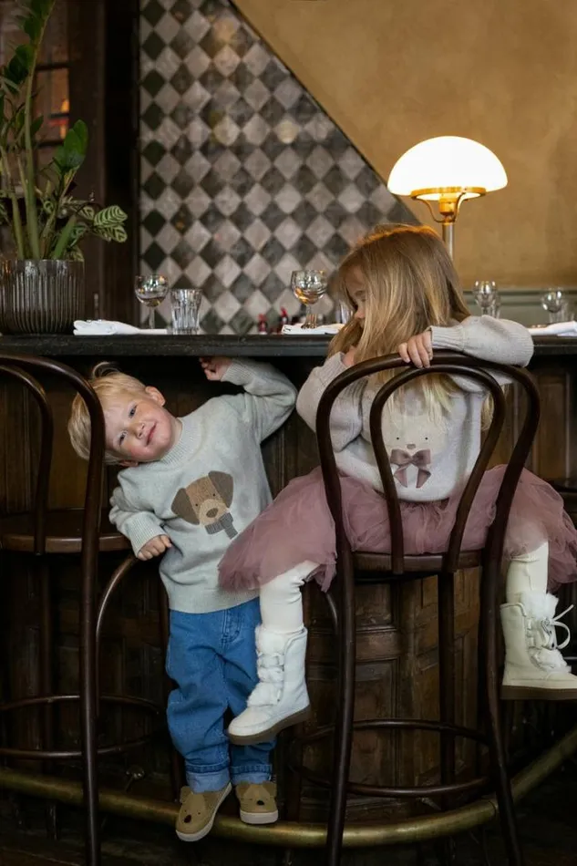 Donsje Amsterdam Sweaters and Cardigans Baby Denn Merino Wool Sweater Arctic Ivory Melange