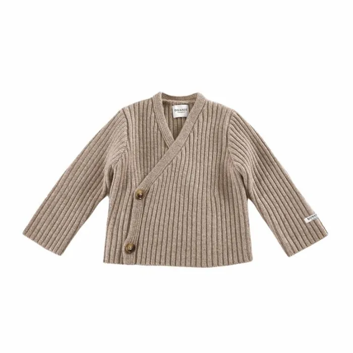 Donsje Amsterdam Sweaters and Cardigans Baby Elo Merino Wool Cardigan Beige Melange