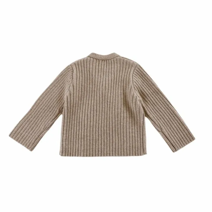 Donsje Amsterdam Sweaters and Cardigans Baby Elo Merino Wool Cardigan Beige Melange