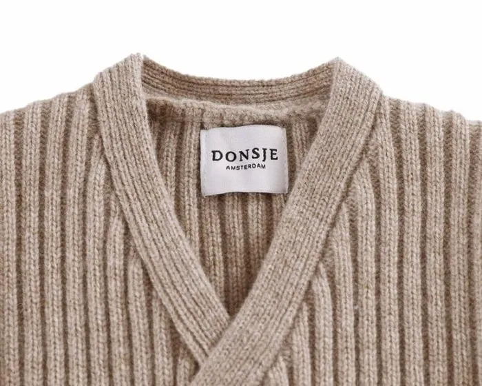 Donsje Amsterdam Sweaters and Cardigans Baby Elo Merino Wool Cardigan Beige Melange
