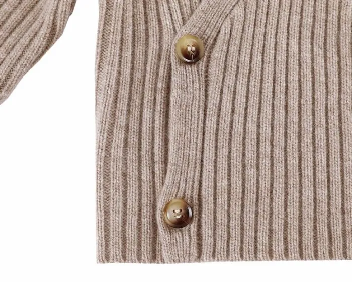 Donsje Amsterdam Sweaters and Cardigans Baby Elo Merino Wool Cardigan Beige Melange