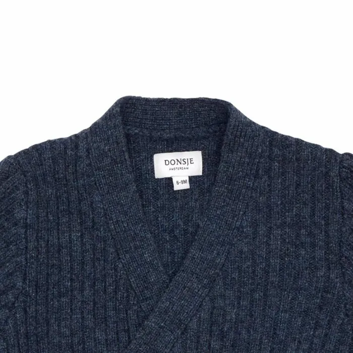 Donsje Amsterdam Sweaters and Cardigans Baby Elo Merino Wool Cardigan Night Blue Melange