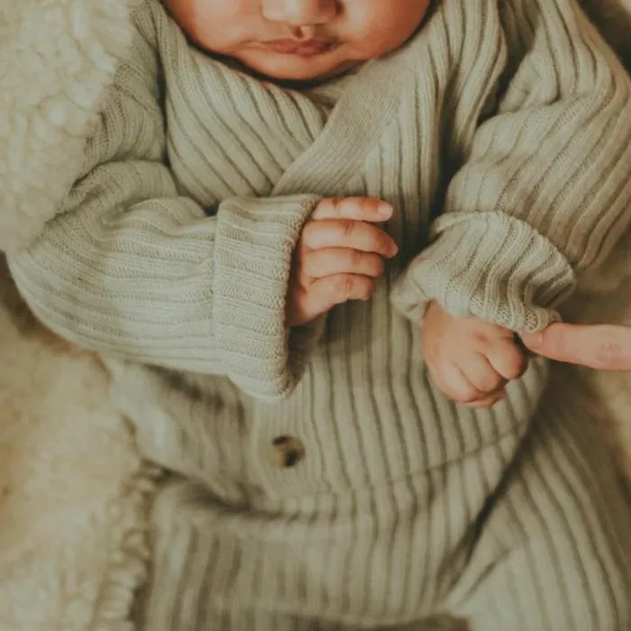 Donsje Amsterdam Sweaters and Cardigans Baby Elo Merino Wool Cardigan Oyster Grey