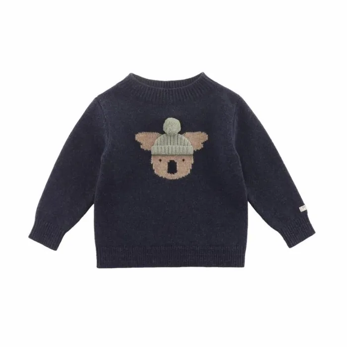Donsje Amsterdam Sweaters and Cardigans Boys Denn Merino Wool Sweater Blue Marine Melange Donsje Amsterdam Sweaters and Cardigans Boys Denn Merino Wool Sweater Blue Marine Melange