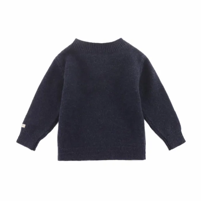 Donsje Amsterdam Sweaters and Cardigans Boys Denn Merino Wool Sweater Blue Marine Melange