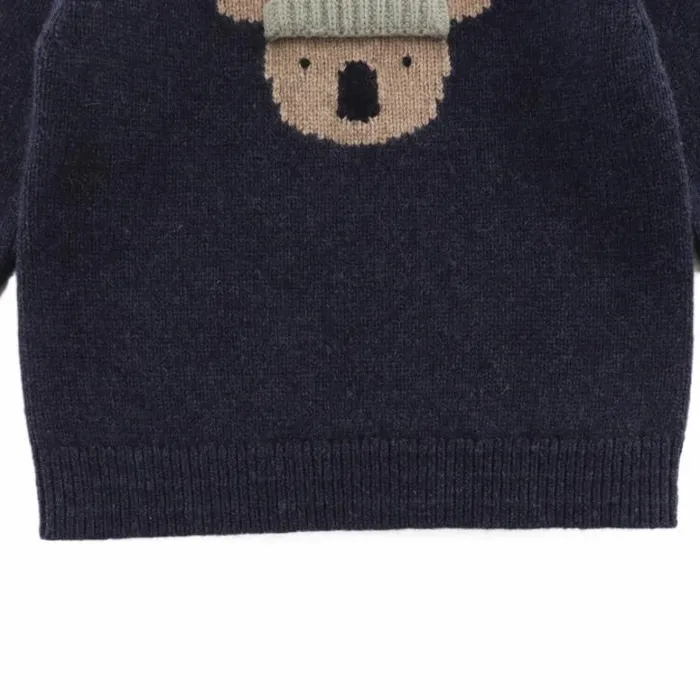 Donsje Amsterdam Sweaters and Cardigans Boys Denn Merino Wool Sweater Blue Marine Melange