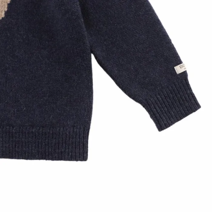 Donsje Amsterdam Sweaters and Cardigans Boys Denn Merino Wool Sweater Blue Marine Melange