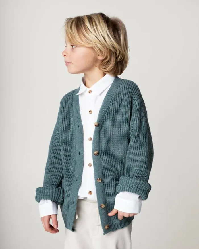 Donsje Amsterdam Sweaters and Cardigans Boys Timeo Cardigan Green Bay