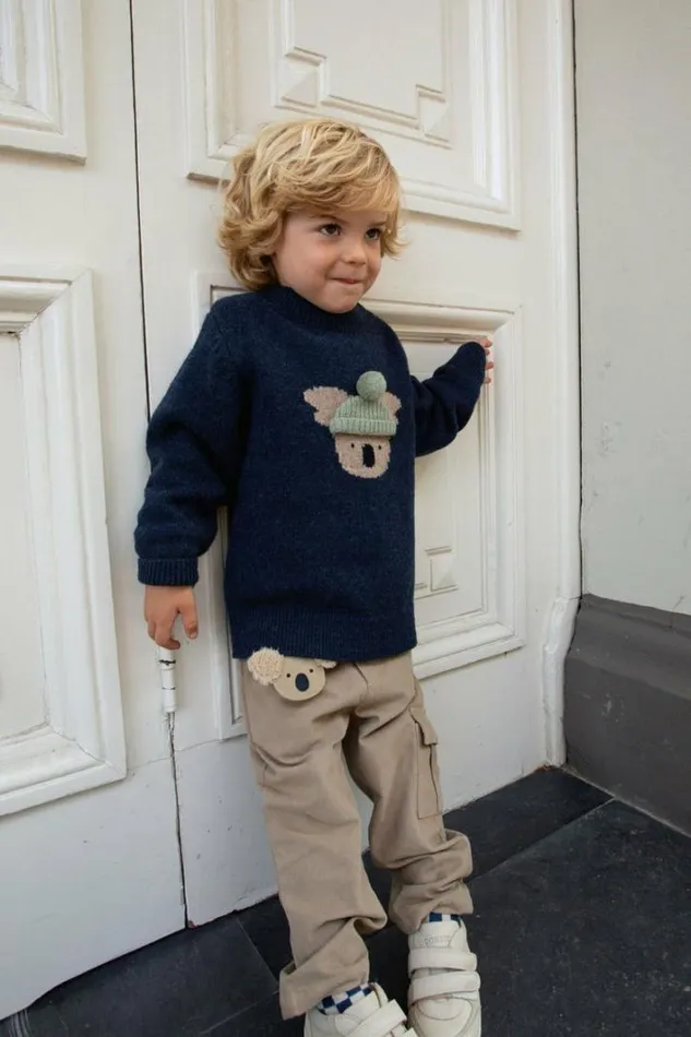Donsje Amsterdam Sweaters and Cardigans Girls Denn Merino Wool Sweater Blue Marine Melange