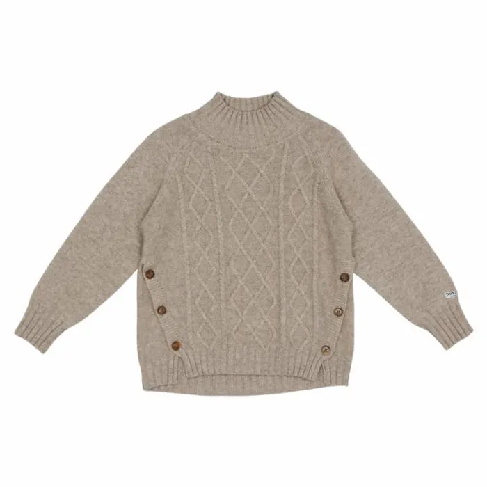 Donsje Amsterdam Sweaters and Cardigans Girls Jos Merino Wool Sweater Taupe Melange