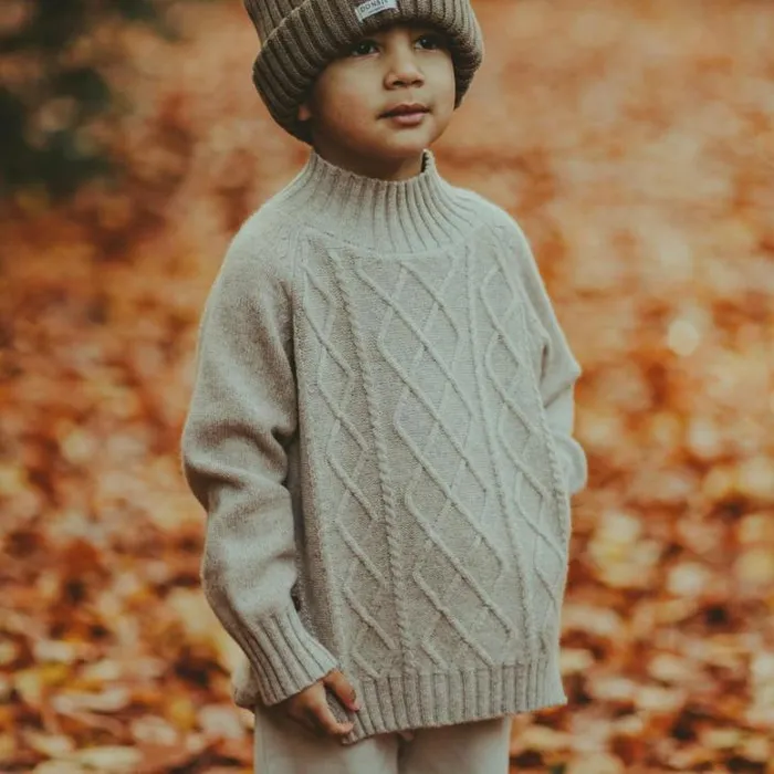 Donsje Amsterdam Sweaters and Cardigans Girls Jos Merino Wool Sweater Taupe Melange
