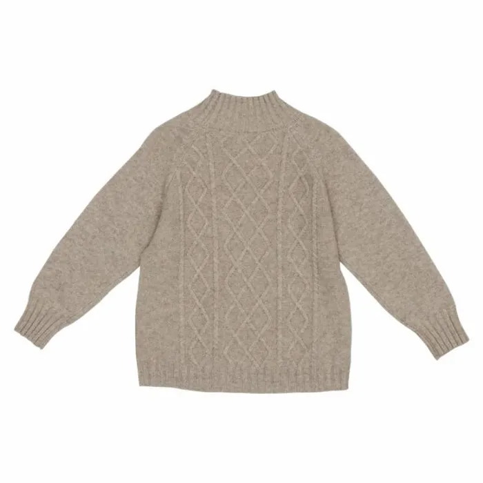 Donsje Amsterdam Sweaters and Cardigans Girls Jos Merino Wool Sweater Taupe Melange