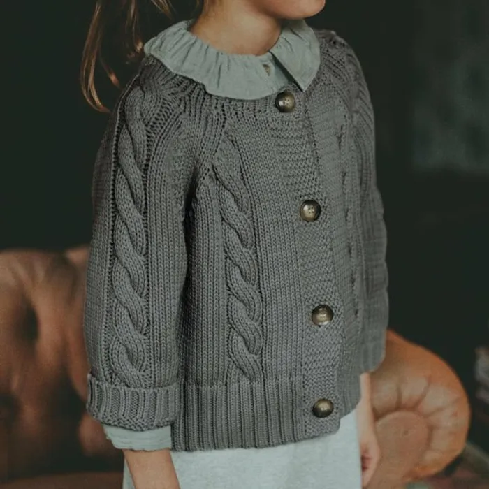 Donsje Amsterdam Sweaters and Cardigans Girls Luko Cardigan Iron Grey Melange