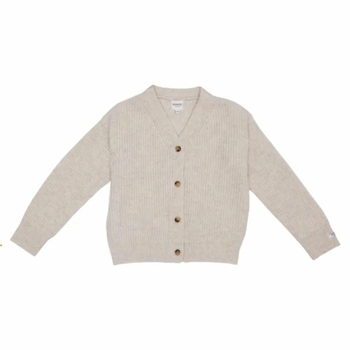 Donsje Amsterdam Sweaters and Cardigans Girls Matu Merino Wool Cardigan White Sand Melange Donsje Amsterdam Sweaters and Cardigans Girls Matu Merino Wool Cardigan White Sand Melange